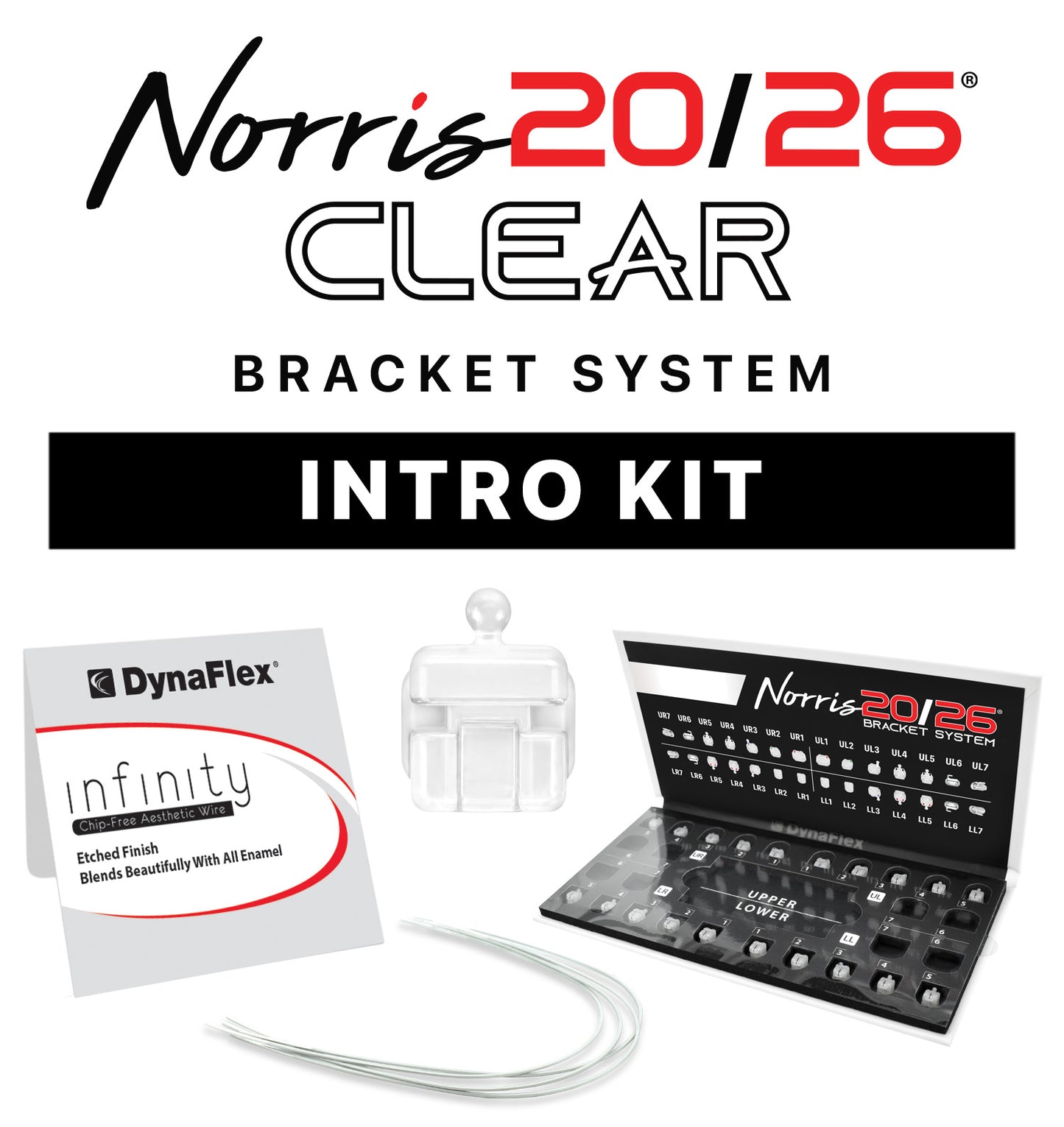 NORRIS 20/26 SL (CLEAR) BRACKET INTRO KIT (10 SETS (5-5) PLUS ARCHWIRES)
